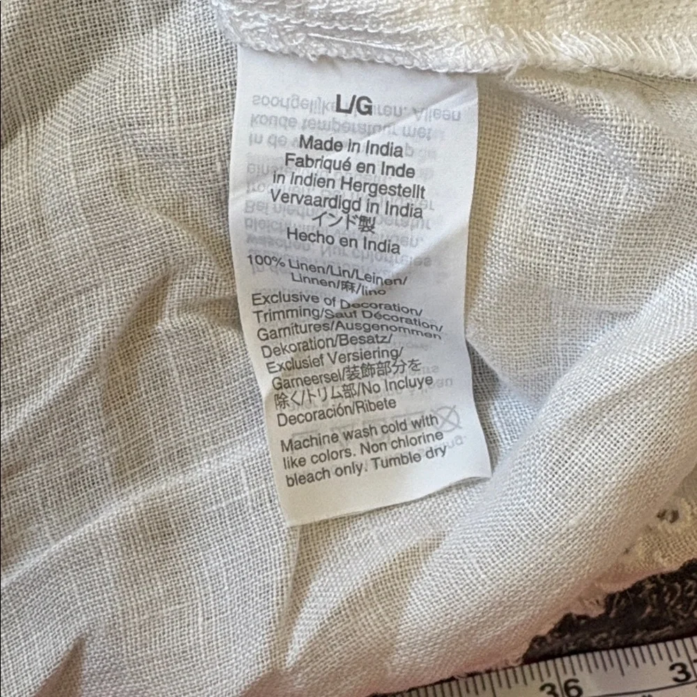 J. Crew Embroidered Tunic Top 100% Linen Blouse Women’s Large White Eyelet-Lace